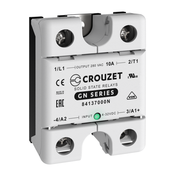 Crouzet SSR 1 Phase, Panel Mount, 10A, IN 4-32 VDC, OUT 280 VAC, Zero Cross 84137000N
